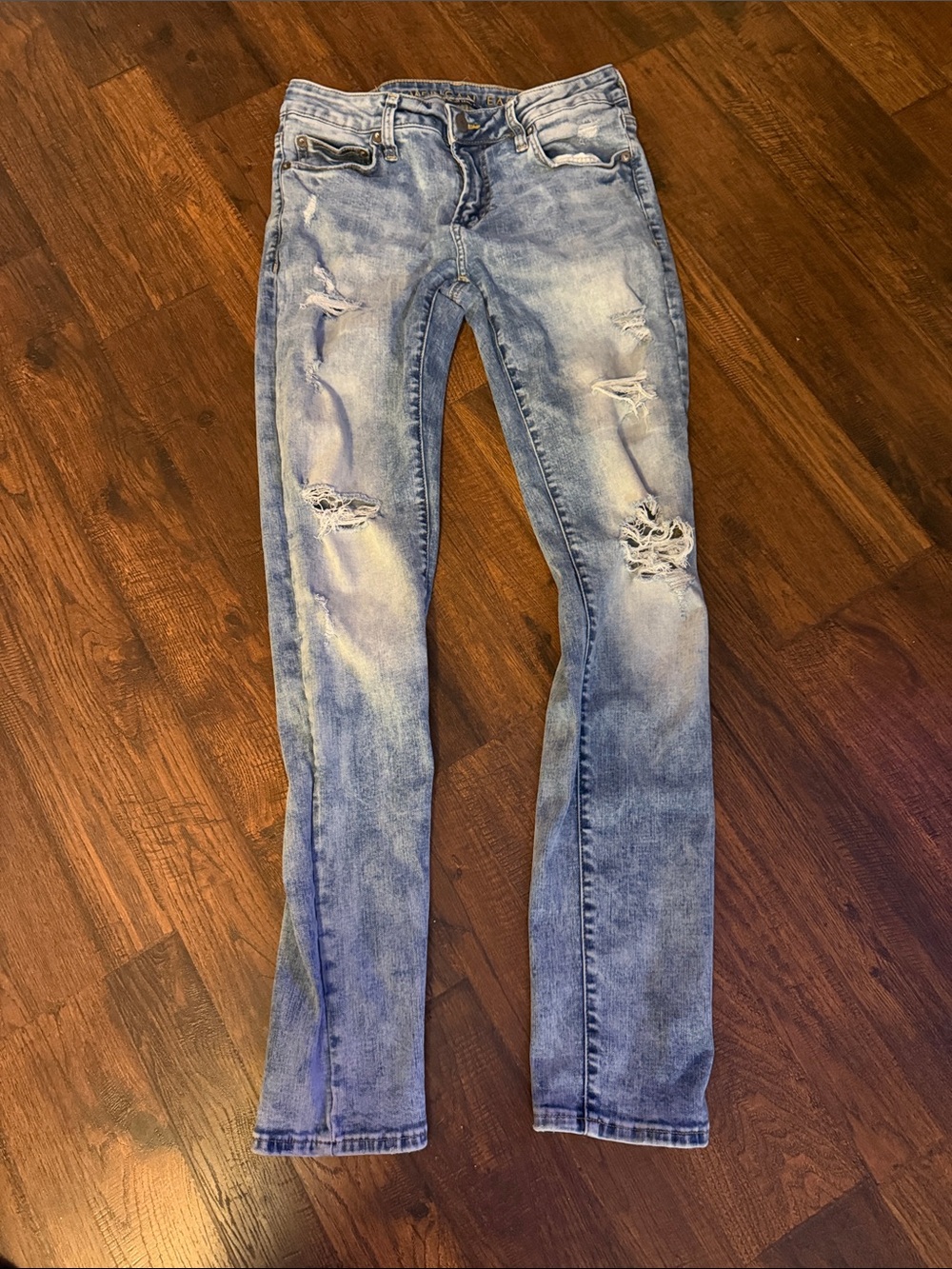 American Eagle Mens Light Blue Distressed Skinny Jeans